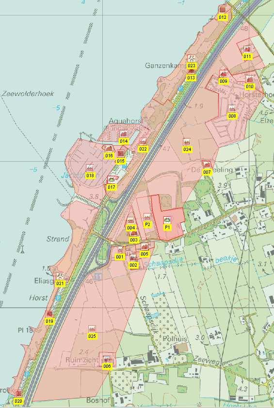 De watersporthaven is gemodelleerd als 'recreatie buiten' (intensief gebruik) conform PGS1 deel 6. Dit komt neer op 500 personen met een aanwezigheid van 95% overdag en 19% 's nachts.