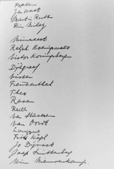 Achterzijde van bovenstaande foto, niet in het handschrift van Overbeek (geen datum, in de jaren vijftig) (foto: Overbeek-archief; Van t Hoff-laboratorium) Dit uitdijen van universitaire studies