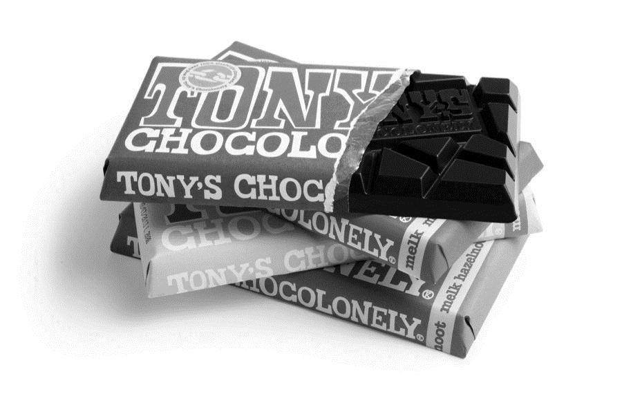 Opgave 2 De ongelijke verdeling van Tony s Chocolonely De chocoladerepen van het merk Tony s Chocolonely (zie afbeelding) zijn niet verdeeld in allemaal even grote blokjes, maar in ongelijke stukken.