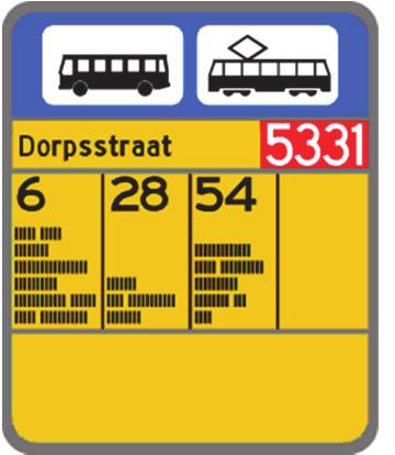 bv; 23. na verkeersbord aanduidende bushalte 1e weg R Of 23.