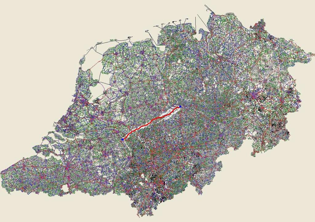 Dijkstra s algoritme (boven) vergeleken met de bidirectionele