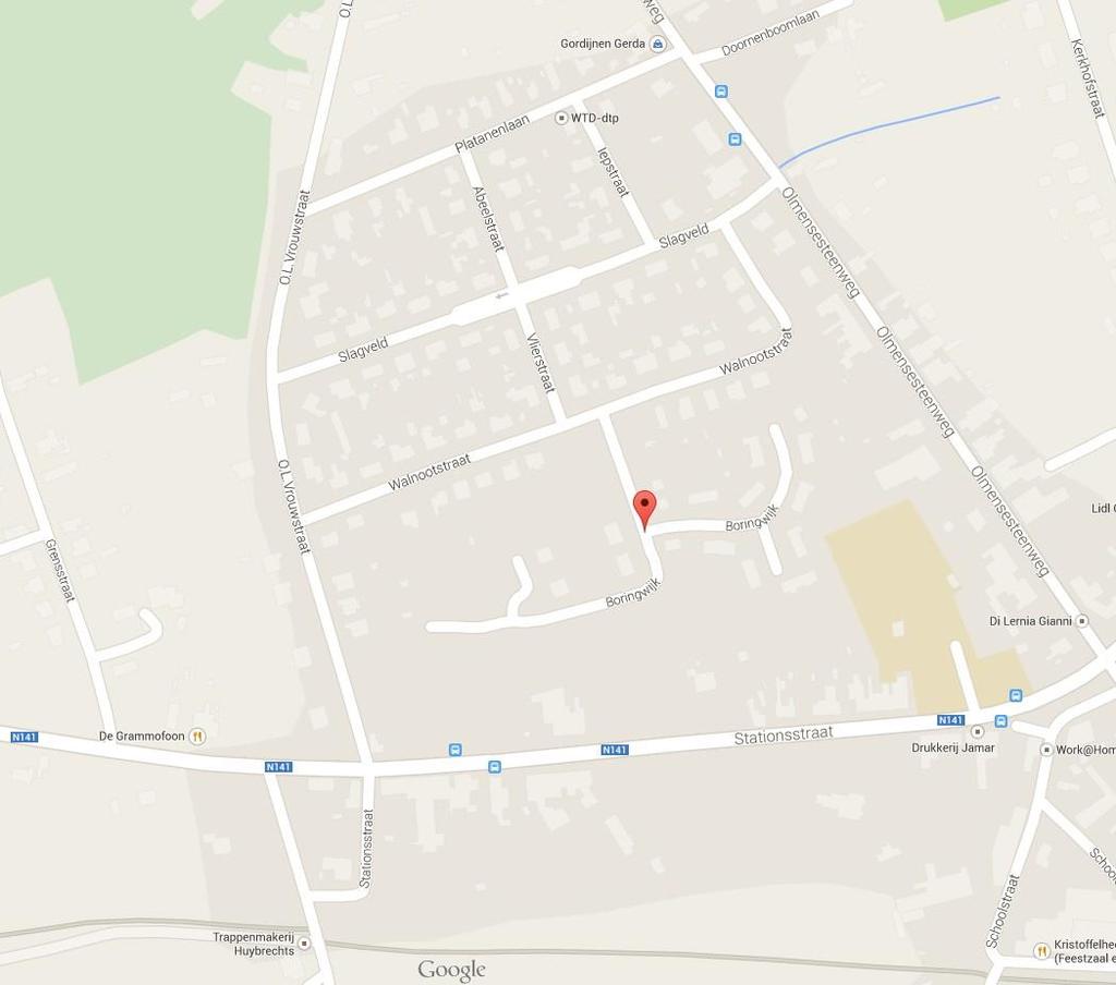Geografische ligging HAM, Boringwijk reeks E De 5 appartementen zijn gelegen op de Stationsstraat 44 te