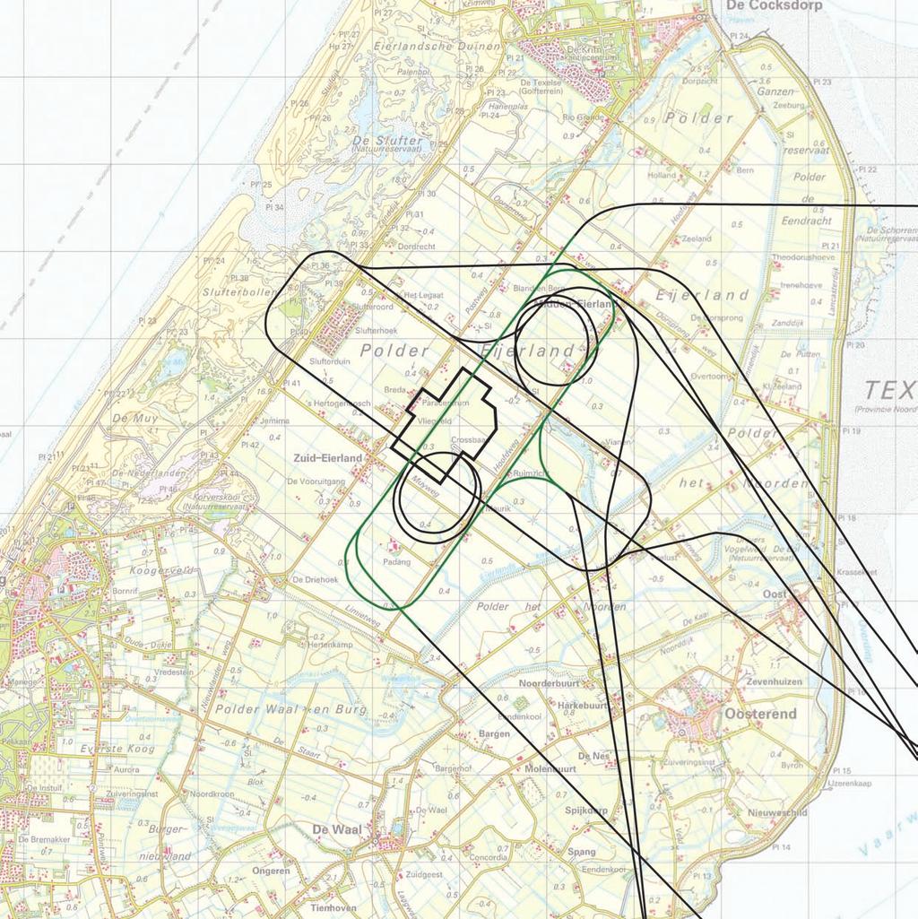 luchthaven Texel bijlage B1 Kaart met de aan- en uitvliegroutes