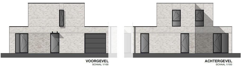 Beschrijving woningen lot 24, 25, 26 (Madeliefjesstraat 3, 5, 7), Woningen: type 2/4: woning met 2 slaapkamers voor 4 personen WONINGEN IN HEDENDAAGSE BOUWSTIJL MET INPANDIGE GARAGE Gelijkvloers