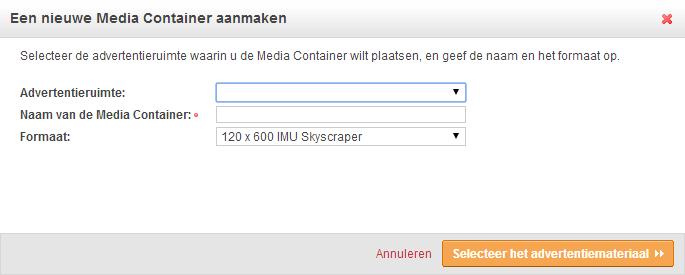 Klik op de knop Nieuw Media Container aanmaken. 3.