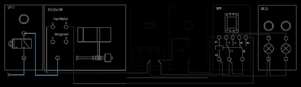 6.0 6.0 Elektrisch/pneumatisch schakelen We gaan een elektrische schakeling maken en combineren deze met een pneumatische schakeling. Om deze schakeling te maken heb je nodig: 1x paneel SP11 ventiel.
