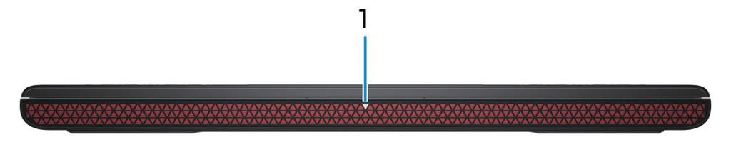 Aanzichten Voorzijde 1 Lampje voor de status van de netvoeding en batterij/de status van de harde schijf Geeft de status van de batterijlading of de activiteit van de harde schijf aan.