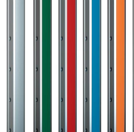 Kleurcodering PVC strip: standaard = grijs Optionele gekleurde PVC strips Keuze tussen 4 extra kleuren Beschikbaar in verpakkingen per 10