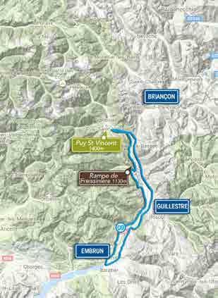 ROUTEFACTS Route 9 FACTS LENGTE: HOOGTEMETERS: LICHT/ZWAAR: WAARDERING: 91 KM 1440 M BEKLIMMINGEN: Rampes de Freissinières (Pag.