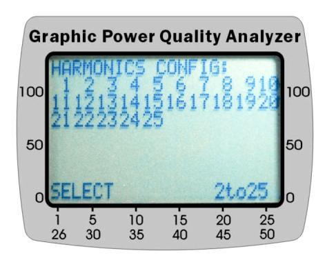 HARMONICS CONFIG: Instellen van de boven- of ondergolven (harmonischen) die