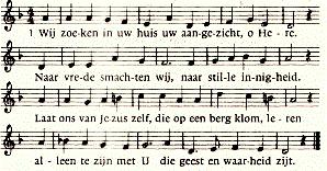 4 Wij zingen lied 272: 1 en 2 2 Maar Jezus weende en bad, alleen, omdat de mensen als schapen dwalen waar geen herder t oog op richt. Verlos ons in zijn naam van onze ijdele wensen.