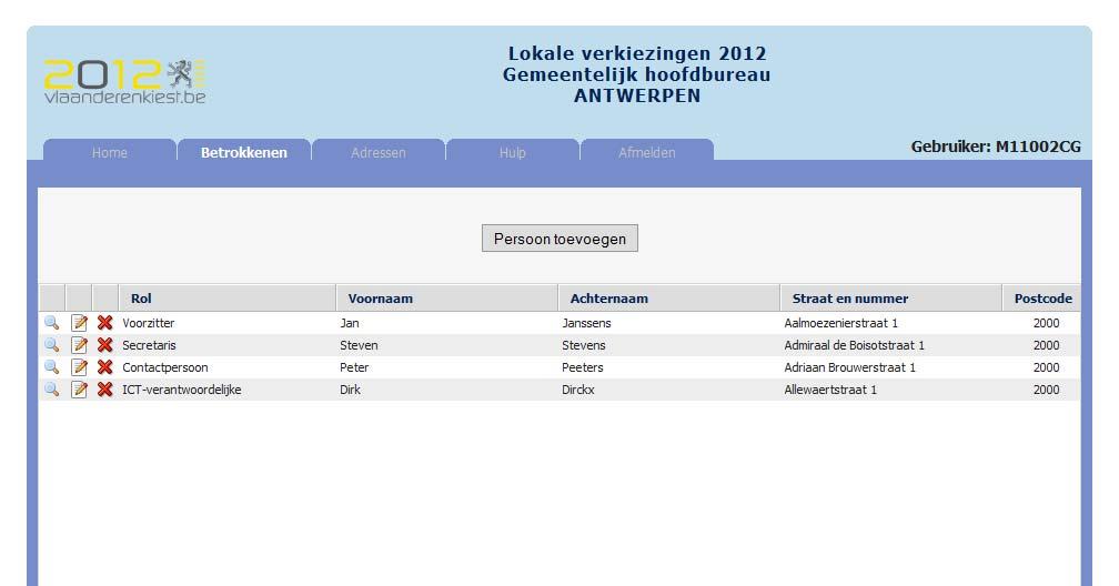 3. WIJZIGEN VAN EEN CONTACTPERSOON Selecteer de regel met de contactpersoon die gewijzigd moet worden. Klik op de knop. Voer de wijziging(en) in op het formulier.