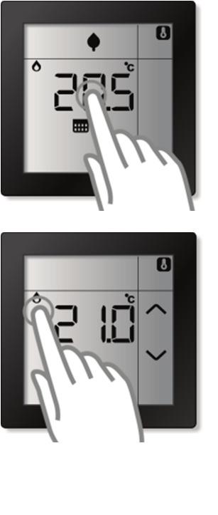 2.5 Basis Bediening Instructies 2.5.1 Toon huidige kamertemperatuur Het standaard scherm op het display toont de huidige temperatuur.