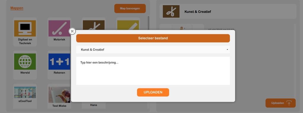 Met deze knop kan je het bestand selecteren dat je wenst toe te voegen in het portfolio. 3. Map selecteren.