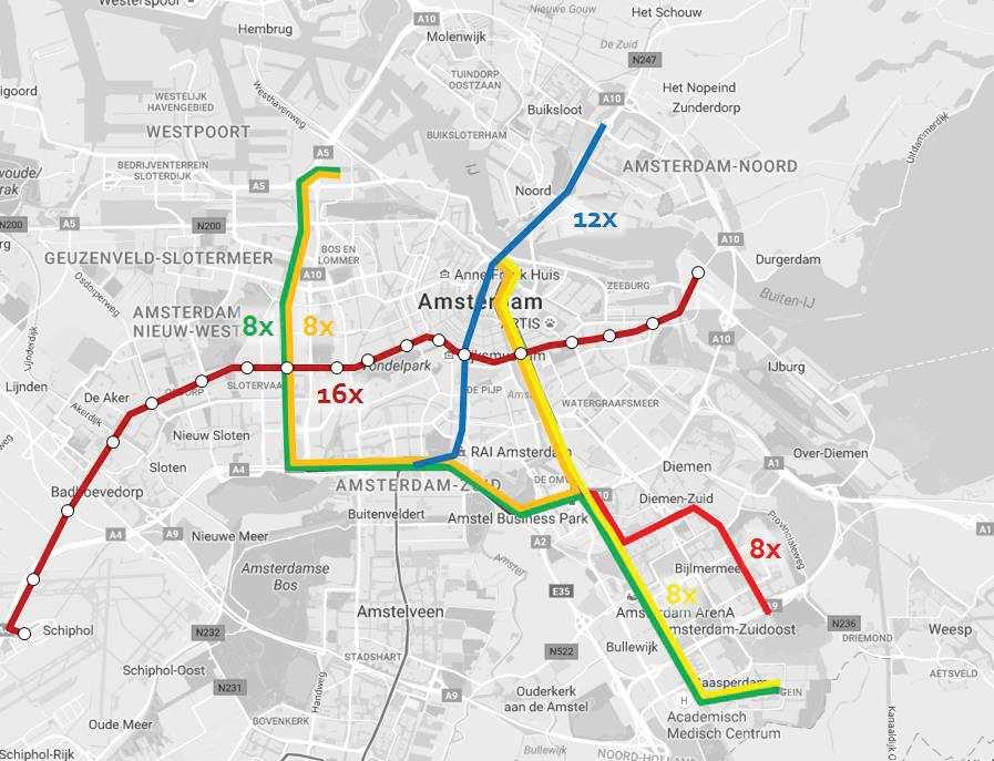 Gemeente Amsterdam Uitbreiding metronet Amsterdam Definitief 4 mei 2017 4 Variant 2B + : Oost/Westlijn met ruimtelijk programma 4.1 Inleiding In dit hoofdstuk wordt de tweede variant beschreven.