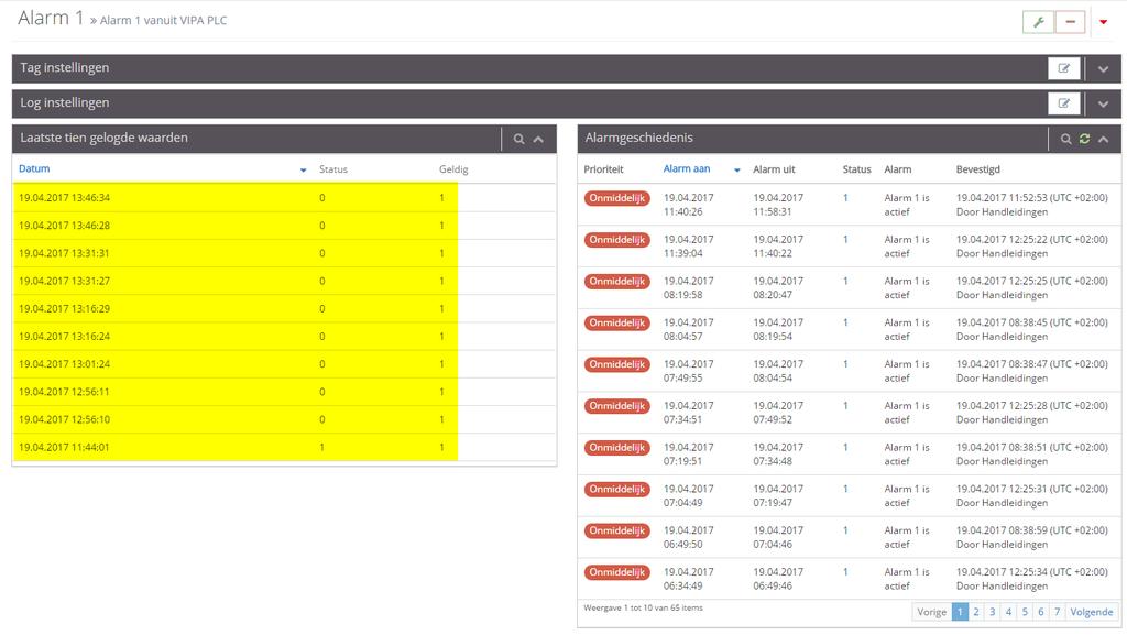 Hier zie je nu de gelogde waarden staan. 7. Tag rapport Via Rapporten kan in HTML, PDF of CSV formaat de gelogde data geëxporteerd worden vanuit het account.