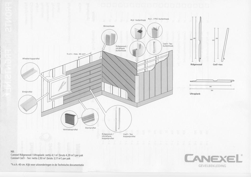 ALU buitenhoek ALU / PVC buitenhoek Binnenhoek Ridgewood / UtraPlank buitenhoek Ced'r- Tex buitenhoek IJI ''l I ll 11/l Ced'r-tex Ridgewood / UltraPlank koppelprofiel Ced'r- Tex koppelprofiel NB: