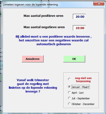rekening OK klikken Alles boven de max.