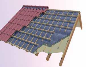 Bij horizontale verwerking begint u met een baan PIF isolatiefolie onder aan de goot en bevestigd deze door te nieten of te knellen op het dakbeschot.