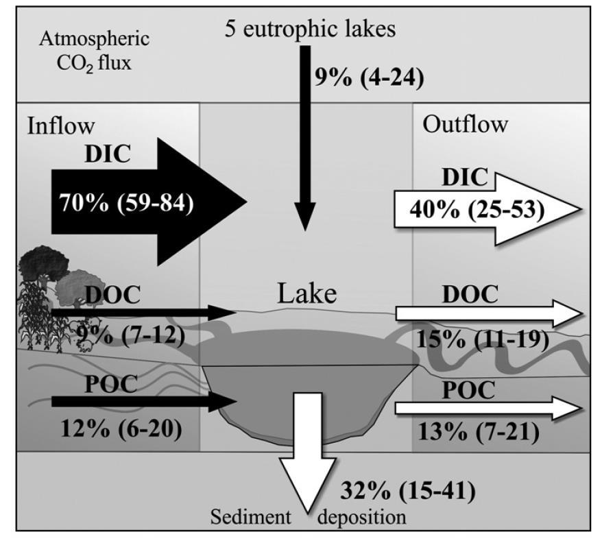 Koolstof budget Nutriënt arme systeem Nutriënt rijke systeem Tranvik et al. 2009, Limnology & Oceanography Pacheco et al.