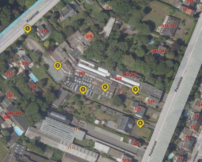 BIJLAGE 1: INPLANTINGSPLAN Schaal 1:1415 Coördinaten X (Lambert 72) Y (Lambert 72) Z (TAW) B1 159519 216911 10,84 B2 159556 216866 10,86 B3