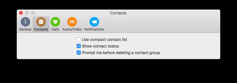 Dit is de standaard configuratie. Compact contact list verwijdert de mini pictogrammen in de contactenlijst. Contact status laat de aanwezigheid van de contactpersonen zien.