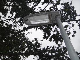 2012 60: Lichtmasten langs fietspad onderaan dijk Lichtverspreid zich naar het Windbos