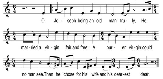 Lied: 'Joseph and Mary', Tekst en muziek: Clifford Boyd They lived both in joy and bliss; but now a strict commandment is: in Jewryland no man should miss, to go along with his dearest dear.