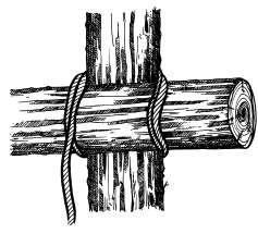 - Breng het touw over de horizontale balk, vervolgens achter de verticale balk, dan weer over de