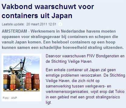 Besmette containers Vier dominante vragen: Wat is de mogelijke dosis voor werknemers in de haven die de containerschepen lossen?