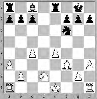 fxe3, Pge7 8.a3, Lxd2+ 9.Dxd2, Dxd2+ 10.Pbxd2, Pg6 11.Le2, Op Pd4 was Ld7 gevolgd. 11..., Pgxe5 12.Pxe5, Pxe5 13.Pf3, Pg4 14.e4, 0-0 15.h3, Pf6 16.Pd2, Te8 17.