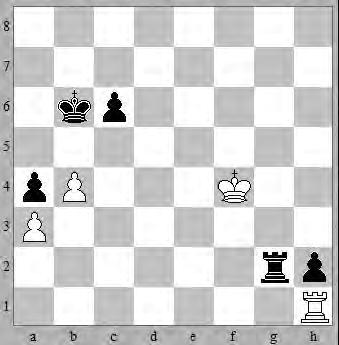 Zwart houdt twee pionnen over op de Dame-vleugel en de witte koning komt er niet bij. 54.Ke4, Kb5 55.Kd4, Txa3 56.Txa2, Tb3 57.