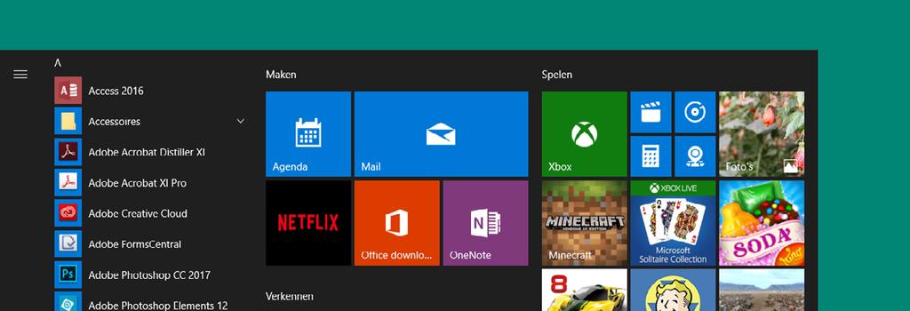114 Snel kennismaken met Windows 10 Als u een melding bekeken heeft, wordt deze niet meer beschouwd als nieuwe melding en is het icoontje van het Meldingenvenster zwart het