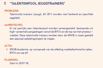 Het Master coach programma sluit aan bij de ambities uit het KNVB plan Winnaars van Morgen waarin staat dat talentvolle trainers vanuit de BVO s en de top van het amateurvoetbal
