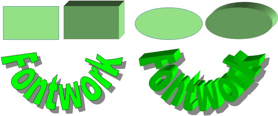 Afbeelding 2: Extrusie van een 2D-object naar een 3D-object 3) Klik op het pictogram Extrusie aan/uit op de werkbalk Tekening en het geselecteerde 2D-object wordt geconverteerd in een 3D-vorm