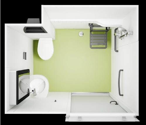Badkamer Badkamer met voorzieningen voor senioren Afmeting van 204 x 165 cm.