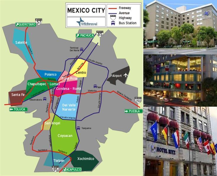 Begeleidende factoren Verblijfsmogelijkheden De omvang van Mexico-Stad is enorm, in de lengte 60 km en in de breedte 40 km. Ongeveer het formaat van een Vlaamse provincie.