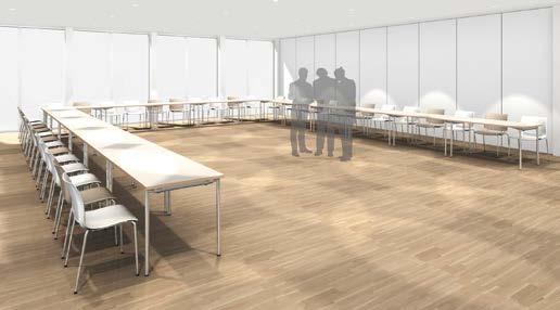 RENDERINGS PLANUNGSBEISPIELE / INRICHTINGSVOORSTELLEN / VISUALISATIONS Table configuration 1750 x 0 cm, capable of seating 60 persons, consisting of 29 folding tables 140 x cm.