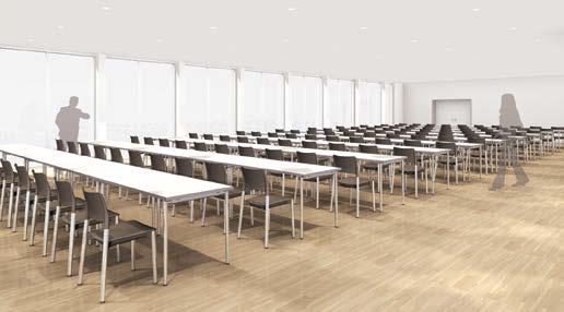 Configuration de tables 1750 x 0 cm avec 60 places assise consistant en 29 tables pliantes 140 x cm.