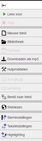 Stap 2: De Werkbalk van TextAid De werkbalk van TextAid (zie onderstaande afbeeldingen) bestaat uit een aantal knoppen met mogelijkheden.