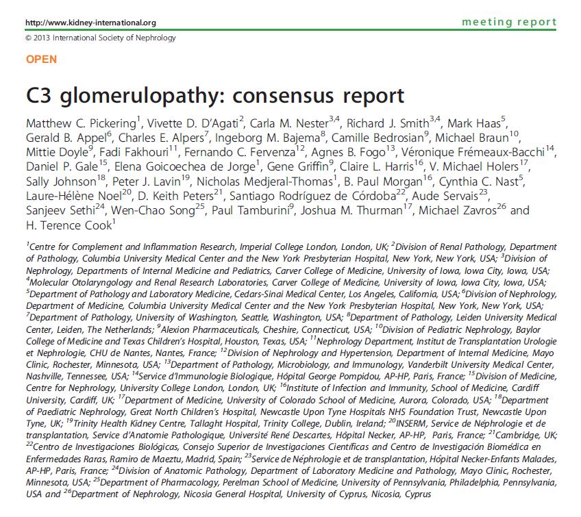 C3 glomerulopathy consensus