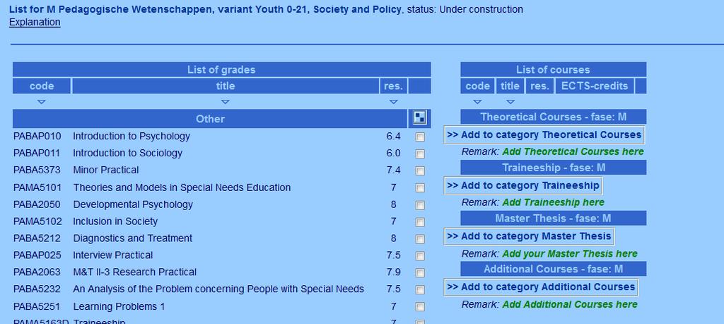 If you ve got unfinished courses that you want to add to your list of courses, click on the button and type in the course code or title you want to add and click on the button.