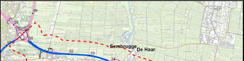 Figuur 8.8 Ligging van het geadviseerde tweelaags ZOAB op de A1 De geadviseerde geluidsschermen langs de A1 zijn vermeld in tabel 8.7. De schermen worden absorberend uitgevoerd aan de wegzijde.