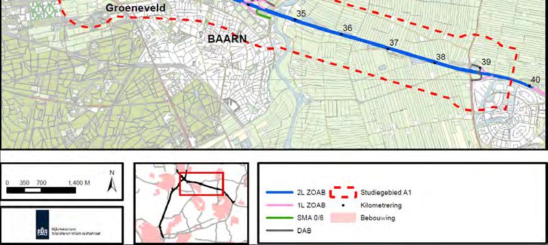 7 Overzicht van de doelmatige nieuwe schermen langs de A1 Schermmaatregel A1 Ligging Begin kilometer Eind kilometer Lengte (m) Hoogte (m) vervanging of nieuw S14 Oud Eemnesserweg, zuid 30,210 30,270