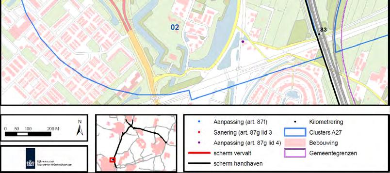 In de huidige situatie is er een scherm aanwezig lang de westzijde van de A27. Dit scherm zal in de toekomstige situatie gehandhaafd blijven.