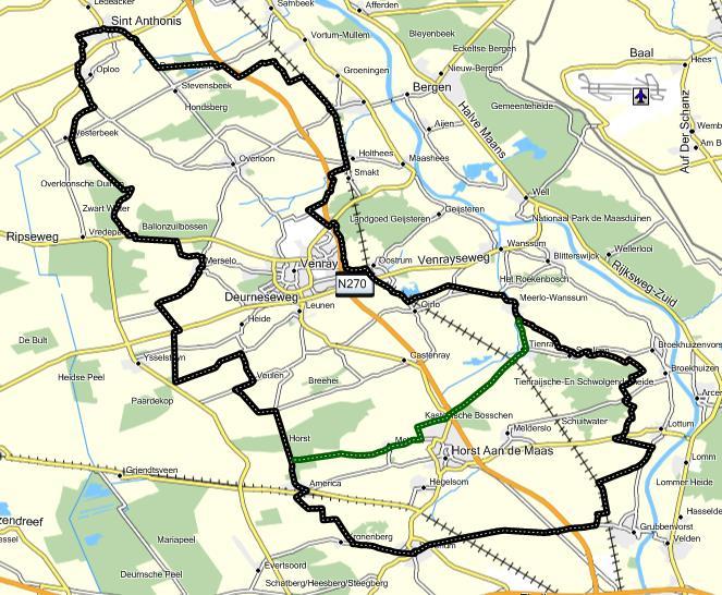 Route 25 B - 90 km Sevenum A - 72 km St Anthonis-Stevensbeek-Vierlingsbeek-Holthees-Smakt-Venray-Oostrum-Oirlo- Meerlo A Groep: RA