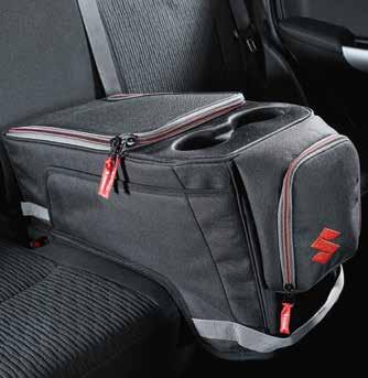 990E0-64J23 19 REAR SEAT BAG Quick and easy fixation with safety belt.