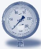 6.04 Mano-, vacuüm- en watermeters Mano- en vacuümmeters met kastdiameter 00mm Schaalverdeling in bar 0 Manometer vacuümmeter - stalen kast - messing aansluiting - droog - onderaansluiting - + 0 - +