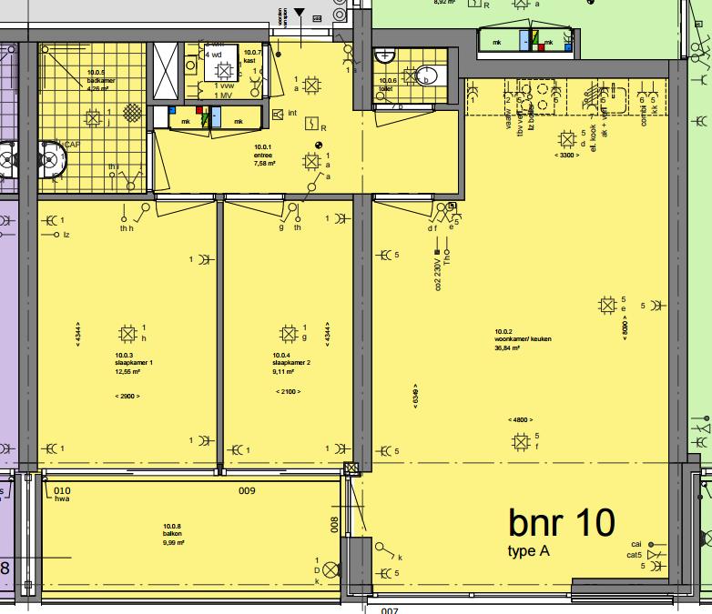 Appartement A gespiegeld (met gespiegeld woonkamerraam) ADRES POSTCODE HUISNR. BOUWNR.