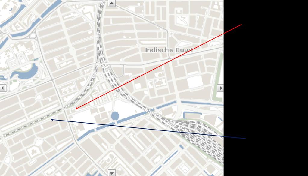 Figuur 2: ligging van de transportroute gevaarlijke stoffen over het spoor nabij de